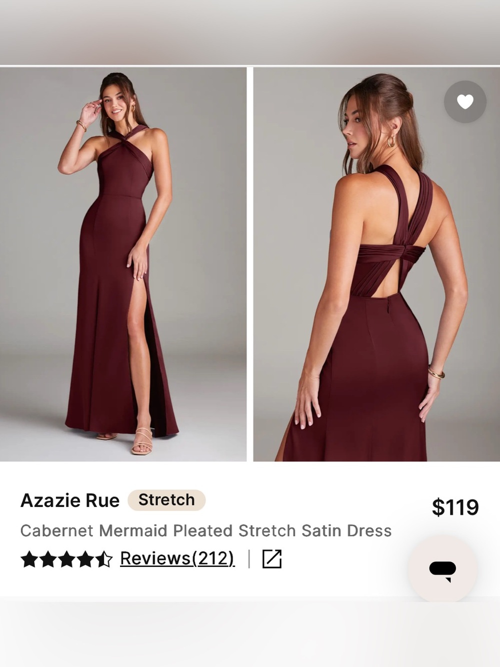 Azazie Cabernet Cross-Back Mermaid Gown